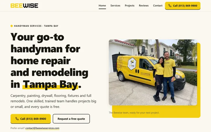 Our rebuild: the homepage we built for a handyman service in Tampa Bay, FL.
